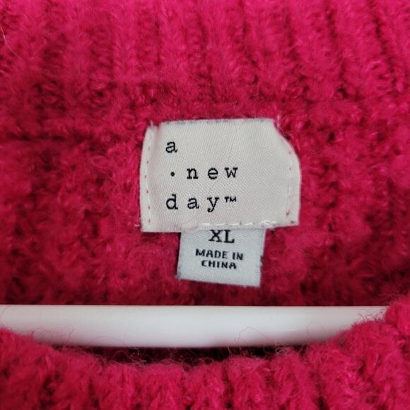 A New Day Drop Shoulder Sweater Sz XL Pink Heavyweight Thick Puff Sleeve VGC - Picture 6 of 9